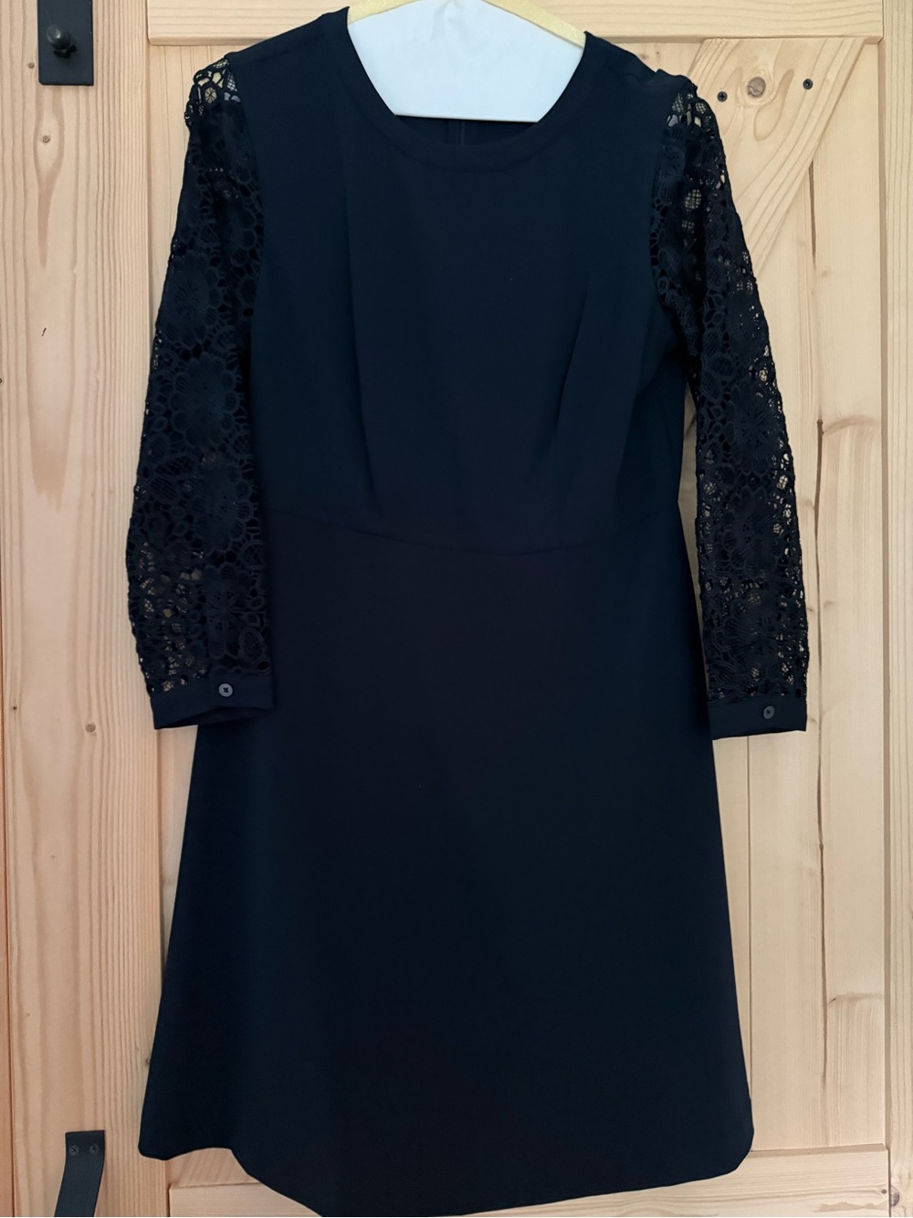 Loft Women's Navy A-Line Dress with lace sleeves